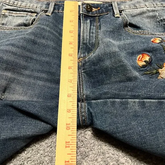 DRIFTWOOD Jeans Womens 26 Distressed Stretch Audrey Embroidered Boho Cottagecore - Picture 10 of 10